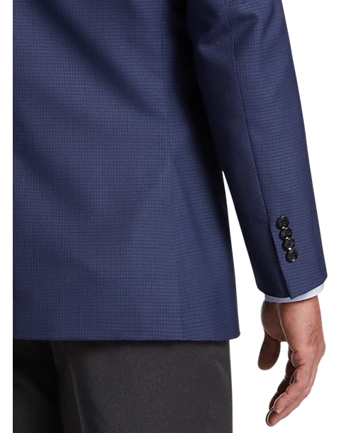 Calvin Klein Slim Fit Wool Sport Coat, Blue Mini Houndstooth 2 Calvin Klein Slim Fit Wool Sport Coat, Blue Mini Houndstooth - Image 2