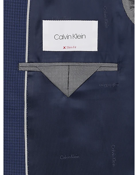 Calvin Klein Slim Fit Wool Sport Coat, Blue Mini Houndstooth 3 Calvin Klein Slim Fit Wool Sport Coat, Blue Mini Houndstooth - Image 3