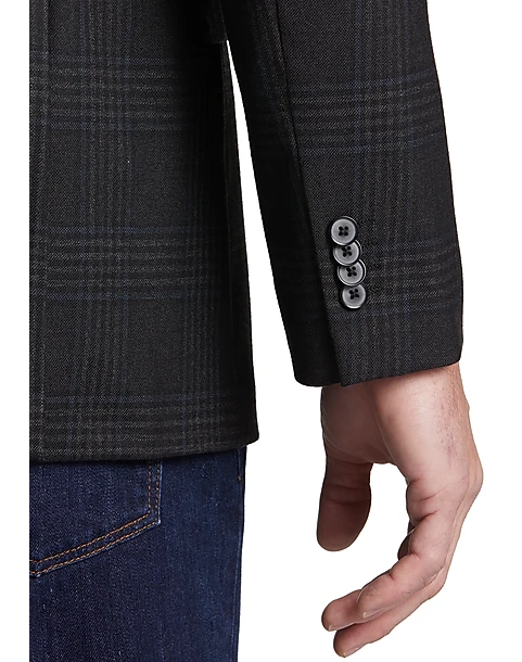 Joseph Abboud Modern Fit Wool Sport Coat, Black Plaid 2 Joseph Abboud Modern Fit Wool Sport Coat, Black Plaid - Image 2