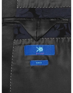 Egara Slim Fit Peak Lapel Dinner Jacket, Midnight Floral Jacquard -Elite Suit Shop MW40 15NK 71 EGARA MIDNIGHT ALT2