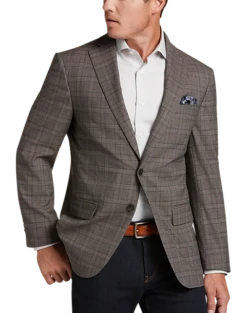 Awearness Kenneth Cole Modern Fit Sport Coat, Tan Plaid