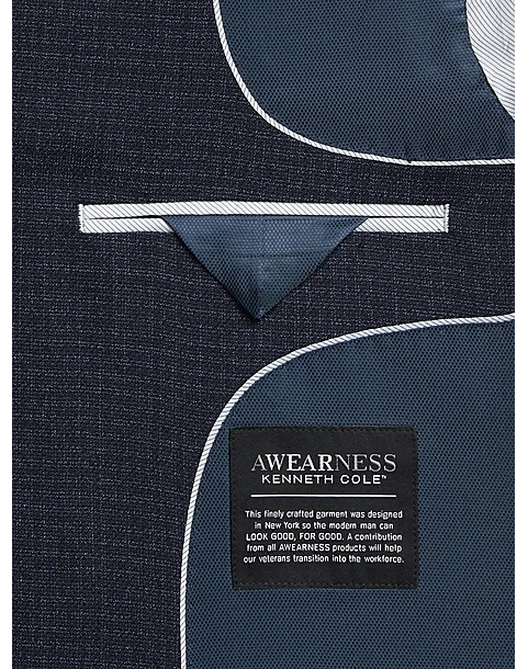 Awearness Kenneth Cole Modern Fit Sport Coat, Navy Check 3 Awearness Kenneth Cole Modern Fit Sport Coat, Navy Check - Image 3