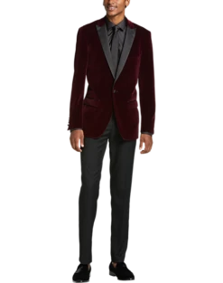 Paisley & Gray Slim Fit Dinner Jacket, Burgundy 7 Paisley & Gray Slim Fit Dinner Jacket, Burgundy -Elite Suit Shop MW40 15Z1 06 PAISLEY GRAY BURGUNDY ALT3