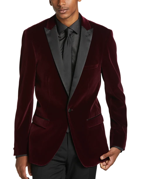 Paisley & Gray Slim Fit Dinner Jacket, Burgundy 1 Paisley & Gray Slim Fit Dinner Jacket, Burgundy
