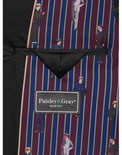 Paisley & Gray Slim Fit Dinner Jacket, Gray And Berry Plaid 6 Paisley & Gray Slim Fit Dinner Jacket, Gray And Berry Plaid -Elite Suit Shop MW40 15Z9 67 PAISLEY GRAY BERRY PLAID ALT2