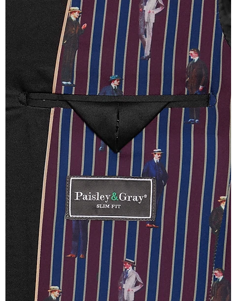 Paisley & Gray Slim Fit Dinner Jacket, Gray And Berry Plaid 3 Paisley & Gray Slim Fit Dinner Jacket, Gray And Berry Plaid - Image 3