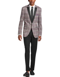 Paisley & Gray Slim Fit Dinner Jacket, Gray And Berry Plaid 7 Paisley & Gray Slim Fit Dinner Jacket, Gray And Berry Plaid -Elite Suit Shop MW40 15Z9 67 PAISLEY GRAY BERRY PLAID ALT3
