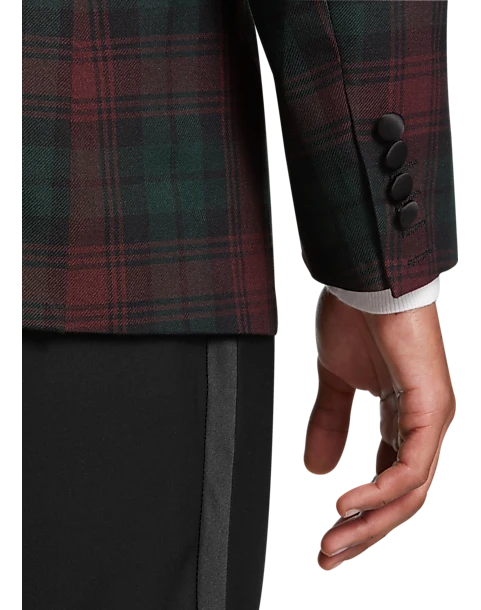 Paisley & Gray Slim Fit Dinner Jacket, Wineberry Plaid 2 Paisley & Gray Slim Fit Dinner Jacket, Wineberry Plaid - Image 2
