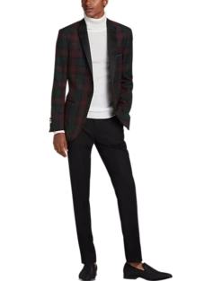 Paisley & Gray Slim Fit Dinner Jacket, Wineberry Plaid 6 Paisley & Gray Slim Fit Dinner Jacket, Wineberry Plaid -Elite Suit Shop MW40 15ZC 60 PAISLEY GRAY WINTERBERRY PLAID ALT2