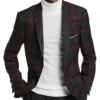 Paisley & Gray Slim Fit Dinner Jacket, Wineberry Plaid