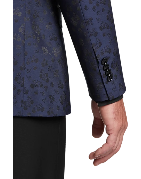 Michael Strahan Classic Fit Shawl Lapel Dinner Jacket, Blue Floral 2 Michael Strahan Classic Fit Shawl Lapel Dinner Jacket, Blue Floral - Image 2
