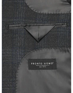 Pronto Uomo Modern Fit Sport Coat, Charcoal Plaid -Elite Suit Shop MW40 166W 66 PRONTO UOMO CHARCOAL PLAID ALT2
