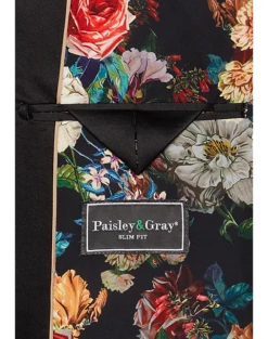 Paisley & Gray Slim Fit Double Breasted Dinner Jacket, Black -Elite Suit Shop MW40 168L 02 PAISLEY GRAY BLACK ALT3