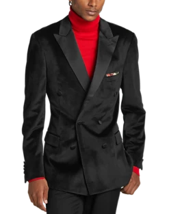 Paisley & Gray Slim Fit Double Breasted Dinner Jacket, Black