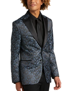 Egara Slim Fit Formal Dinner Jacket, Blue Floral
