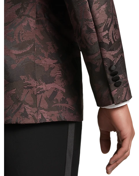 Egara Slim Fit Dinner Jacket, Maroon Floral 2 Egara Slim Fit Dinner Jacket, Maroon Floral - Image 2