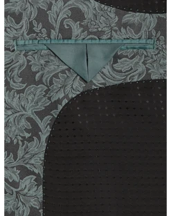 Egara Slim Fit Dinner Jacket, Green Floral 5 Egara Slim Fit Dinner Jacket, Green Floral -Elite Suit Shop MW40 16G0 30 EGARA GREEN FLORAL ALT2