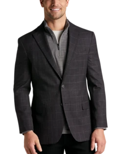 Awearness Kenneth Cole Modern Fit Sport Coat, Wine Windowpane