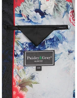 Paisley & Gray Slim Fit Dinner Jacket, Black, Navy & Burgundy Floral -Elite Suit Shop MW40 16J2 07 PAISLEY GRAY BLACK NAVY BURGUNDY ALT3
