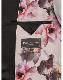 Paisley & Gray Slim Fit Dinner Jacket, Brown & Gold Jacquard -Elite Suit Shop MW40 16J4 73 PAISLEY GRAY BROWN GOLD ALT3