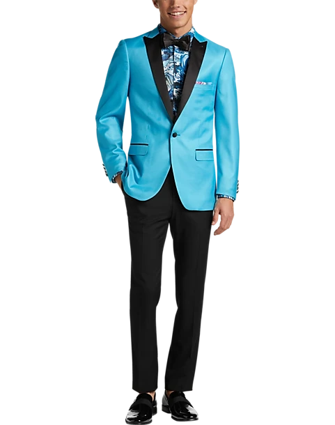 Paisley & Gray Slim Fit Dinner Jacket, Turquoise 2 Paisley & Gray Slim Fit Dinner Jacket, Turquoise - Image 2