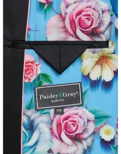 Paisley & Gray Slim Fit Dinner Jacket Hot Pink -Elite Suit Shop MW40 16J7 25 PAISLEY GRAY TURQUOISE ALT3 2