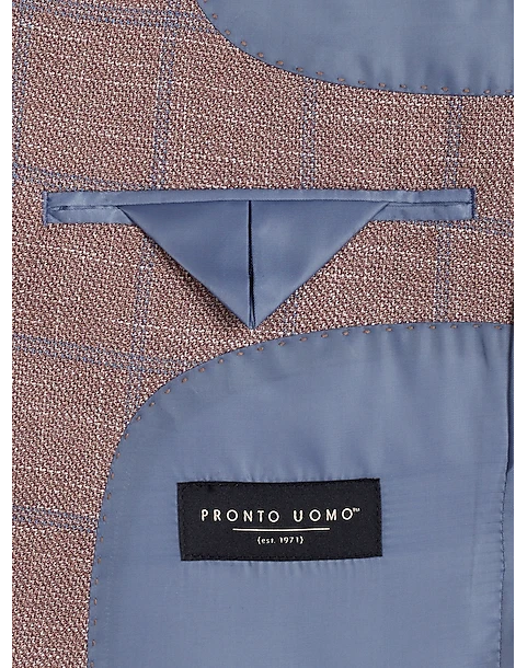 Pronto Uomo Modern Fit Notch Lapel Sport Coat, Rose Plaid 3 Pronto Uomo Modern Fit Notch Lapel Sport Coat, Rose Plaid - Image 3