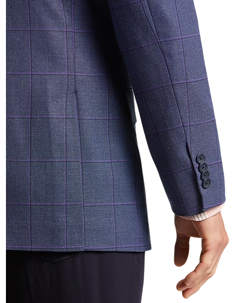 Pronto Uomo Modern Fit Notch Lapel Sport Coat, Blue Windowpane Plaid 2 Pronto Uomo Modern Fit Notch Lapel Sport Coat, Blue Windowpane Plaid - Image 2