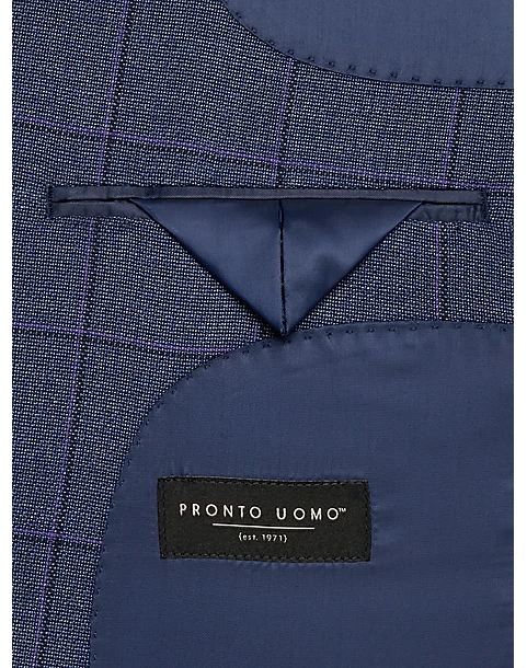 Pronto Uomo Modern Fit Notch Lapel Sport Coat, Blue Windowpane Plaid 3 Pronto Uomo Modern Fit Notch Lapel Sport Coat, Blue Windowpane Plaid - Image 3