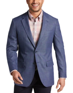 Pronto Uomo Modern Fit Notch Lapel Sport Coat, Blue Windowpane Plaid