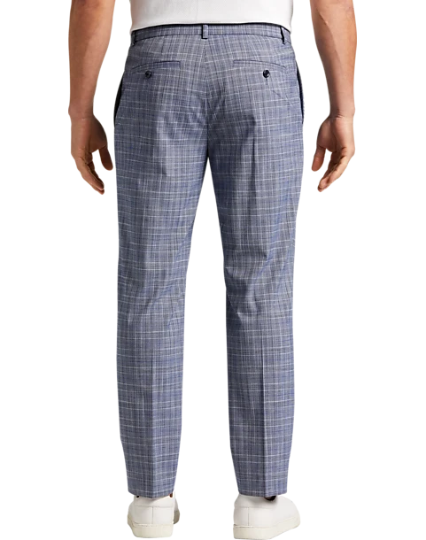 Michael Strahan Modern Fit Pants, Navy Plaid 2 Michael Strahan Modern Fit Pants, Navy Plaid - Image 2