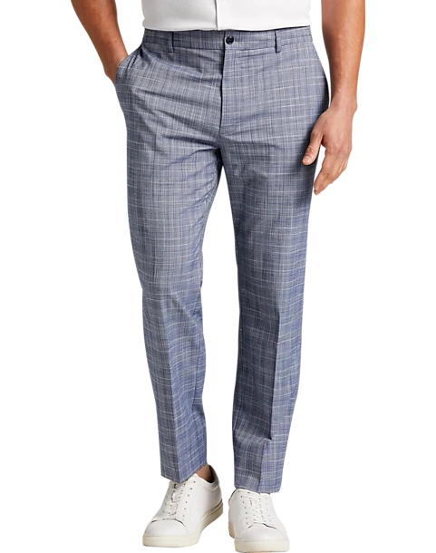 Michael Strahan Modern Fit Pants, Navy Plaid 1 Michael Strahan Modern Fit Pants, Navy Plaid