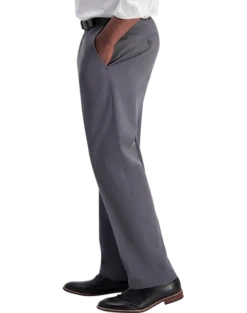 Haggar Iron-Free Premium Khaki® Classic Fit Flat-Front Pants, Navy -Elite Suit Shop MW40 230V 17 HAGGAR CHAR HEATHER ALT2
