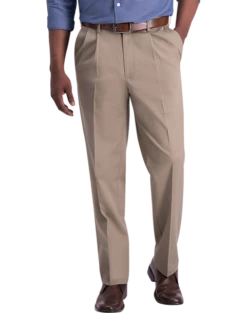 Haggar Iron-Free Premium Khaki® Classic Fit Pleated-Front Pants, Dark Navy