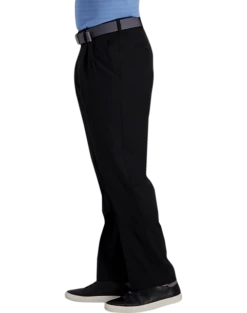Haggar Cool Right® Performance Flex Classic Fit Pleated-Front Pants, Midnight -Elite Suit Shop MW40 235K 02 HAGGAR BLACK SOLID ALT2 1