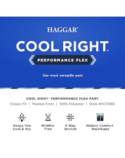 Haggar Cool Right® Performance Flex Classic Fit Pleated-Front Pants, Black -Elite Suit Shop MW40 235K 02 HAGGAR BLACK SOLID ALT3 2