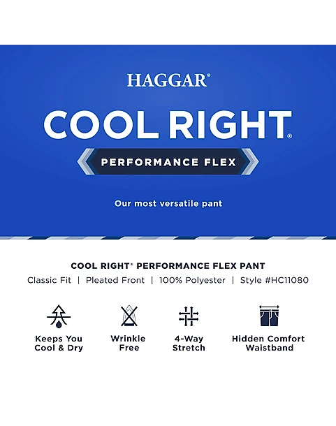 Haggar Cool Right® Performance Flex Classic Fit Pleated-Front Pants, Khaki Heather 4 Haggar Cool Right® Performance Flex Classic Fit Pleated-Front Pants, Khaki Heather - Image 4