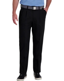 Haggar Cool Right® Performance Flex Classic Fit Pleated-Front Pants, Khaki Heather