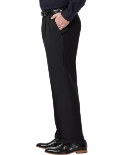 Haggar Premium Comfort Classic Fit Pleat-Front Pants, Charcoal Gray -Elite Suit Shop MW40 235R 02 HAGGAR BLACK ALT2 2