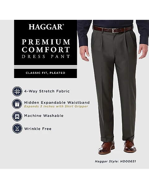 Haggar Premium Comfort Classic Fit Pleat-Front Pants, Black 4 Haggar Premium Comfort Classic Fit Pleat-Front Pants, Black - Image 4