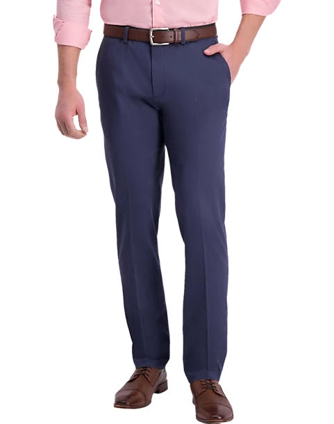 Haggar Iron-Free Premium Khaki™ Slim/Straight Fit Flat-Front Pants, Indigo 1 Haggar Iron-Free Premium Khaki™ Slim/Straight Fit Flat-Front Pants, Indigo