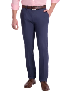 Haggar Iron-Free Premium Khaki™ Slim/Straight Fit Flat-Front Pants, Heather Gray