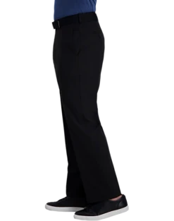Haggar Cool Right® Performance Flex Classic Fit Flat-Front Pants, Heather Gray 6 Haggar Cool Right® Performance Flex Classic Fit Flat-Front Pants, Heather Gray -Elite Suit Shop MW40 235U 02 HAGGAR BLACK SOLID ALT2
