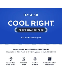 Haggar Cool Right® Performance Flex Classic Fit Flat-Front Pants, Heather Gray 7 Haggar Cool Right® Performance Flex Classic Fit Flat-Front Pants, Heather Gray -Elite Suit Shop MW40 235U 02 HAGGAR BLACK SOLID ALT3