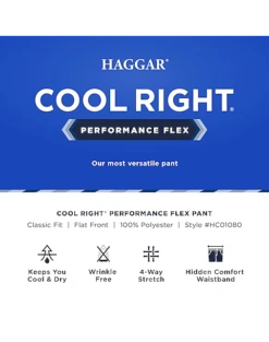 Haggar Cool Right® Performance Flex Classic Fit Flat-Front Pants, Midnight -Elite Suit Shop MW40 235U 02 HAGGAR BLACK SOLID ALT3 3