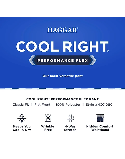 Haggar Cool Right® Performance Flex Classic Fit Flat-Front Pants, Heather Gray 4 Haggar Cool Right® Performance Flex Classic Fit Flat-Front Pants, Heather Gray - Image 4