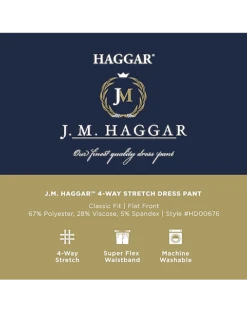 J.M. Haggar™ 4-Way Stretch Classic Fit Flat-Front Pants, Blue 7 J.M. Haggar™ 4-Way Stretch Classic Fit Flat-Front Pants, Blue -Elite Suit Shop MW40 235W 02 HAGGAR BLACK SOLID ALT3 2