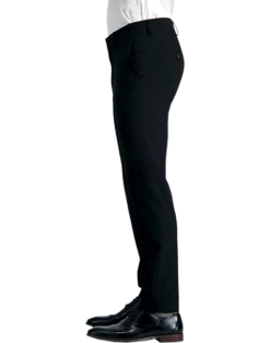 J.M. Haggar Ultra Slim Fit Flat-Front Pants, Black Sharkskin -Elite Suit Shop MW40 237E 02 HAGGAR BLACK SOLID ALT2