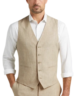 JOE Joseph Abboud Linen Slim Fit Suit Separates Vest, Tan