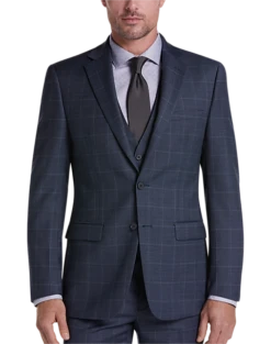 Calvin Klein X-Fit Slim Fit Suit Separates Coat, Blue Windowpane -Elite Suit Shop MW40 3UKM 61 CALVIN KLEIN NAVY PLAID ALT7